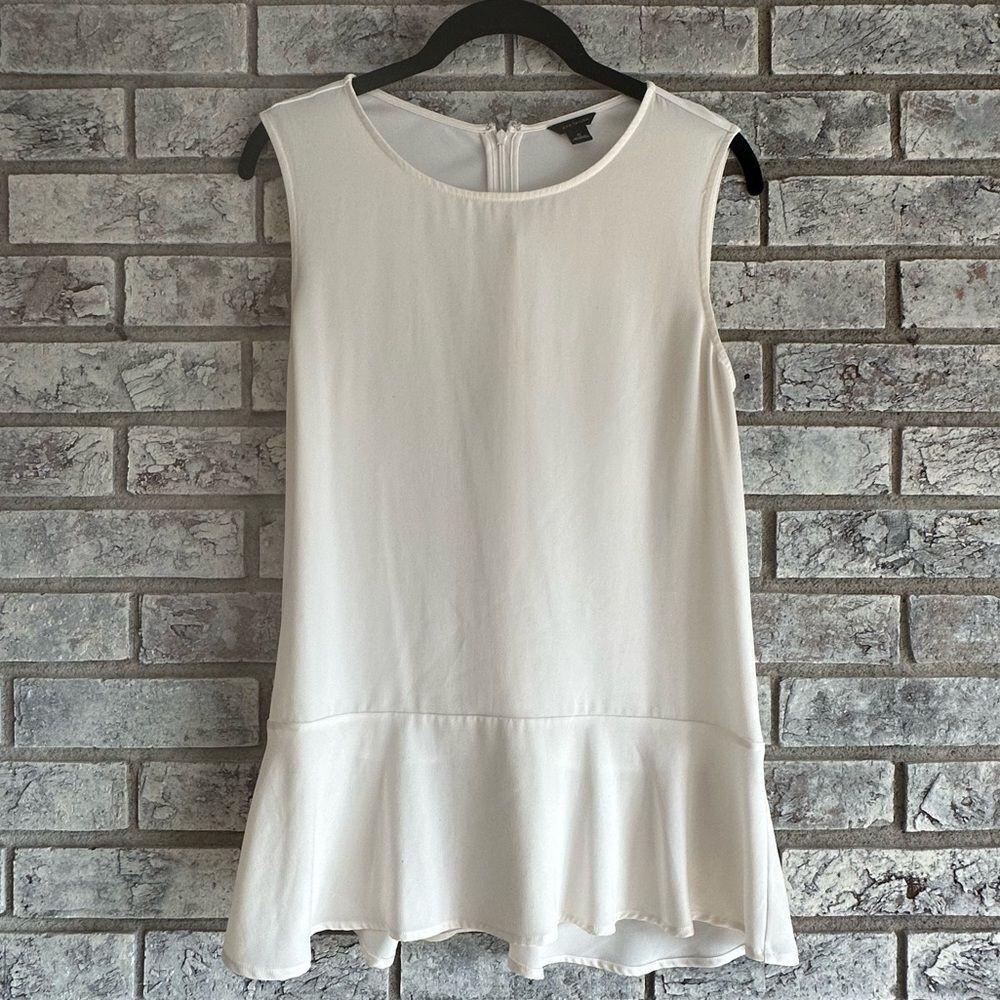 Ann Taylor | Ivory Sleeveless Peplum Ruffle Hem Top - Size S